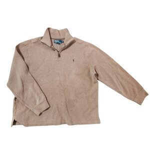Polo Ralph Lauren Polo Sweater Mens XL 100% Cotton Beige Brown Pony Pullover